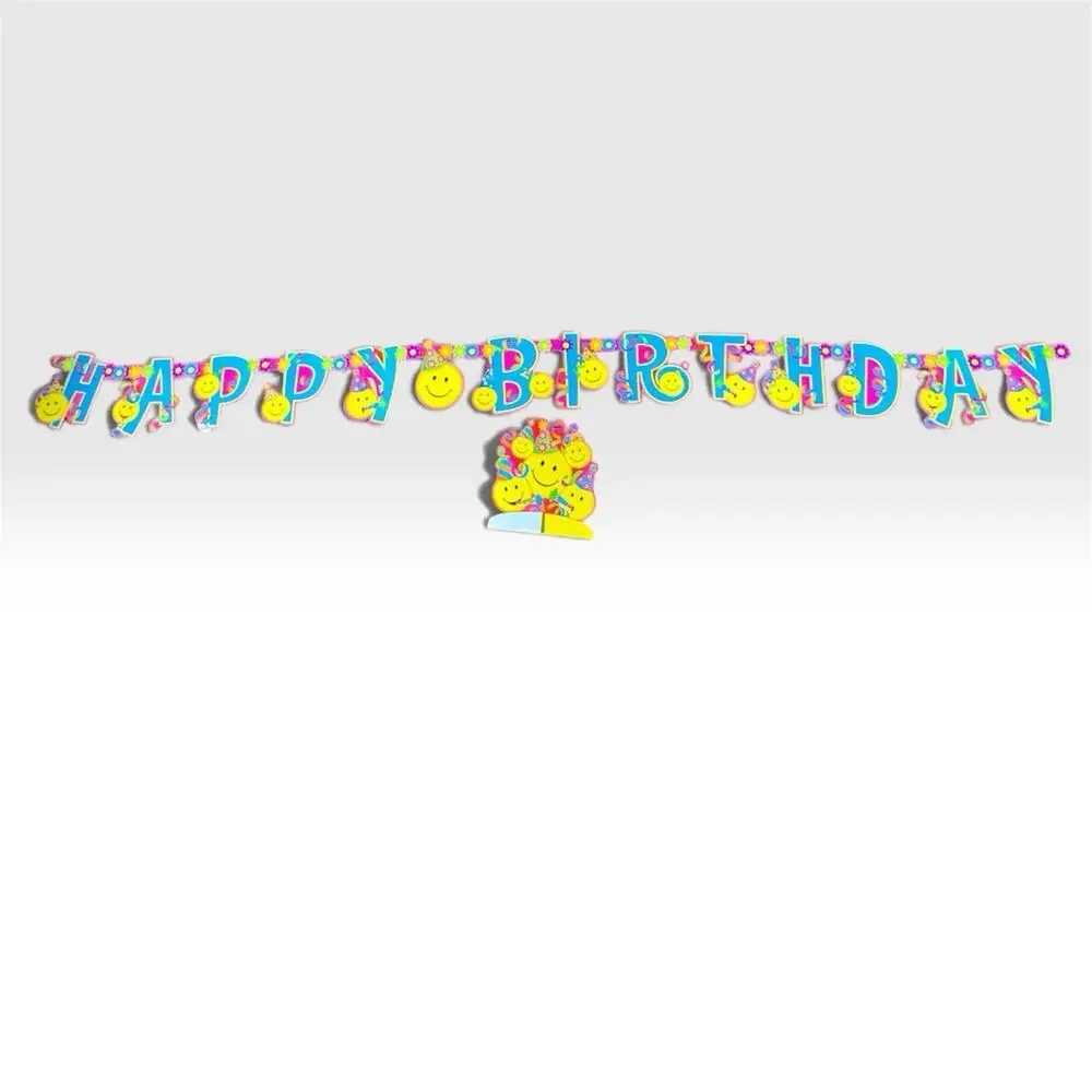 Vintage 2000's Y2K Smiles Party Supplies Banner & Honeycomb Table Centerpiece